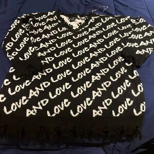 Black and white Love And Love sweater